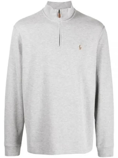 Embroidered Pony Logo Half Zip-Up Knit Top Grey - POLO RALPH LAUREN - BALAAN 2