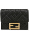 FF Baguette Flap Card Half Wallet Black - FENDI - BALAAN 4