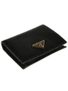 Gold Hardware Triangle Logo Saffiano Half Wallet Black - PRADA - BALAAN 6