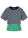 Striped Crop Layered T-Shirt MW4ME432 - P_LABEL - BALAAN 2