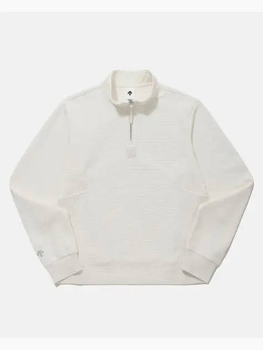 Women s Shirring Emboss Half Zip Up Sweatshirt Ivory SP322UAN89 - DESCENTE - BALAAN 1