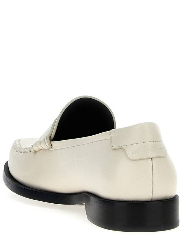 Men's Monogram Penny Smooth Leather Loafers White - SAINT LAURENT - BALAAN 4