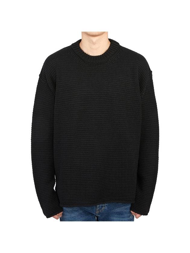 Crew Neck Wool Knit Top Black - TEN C - BALAAN 2