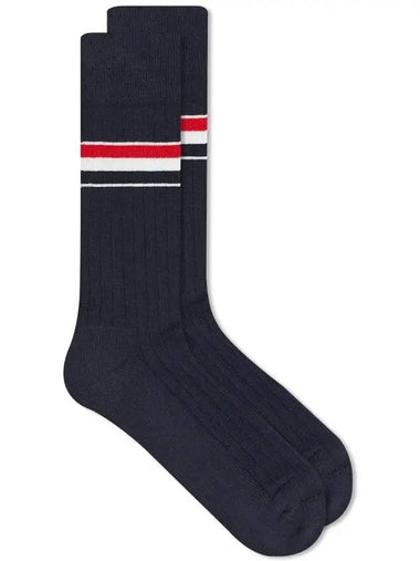 Athletic Mid Striped Socks Navy - THOM BROWNE - BALAAN 1