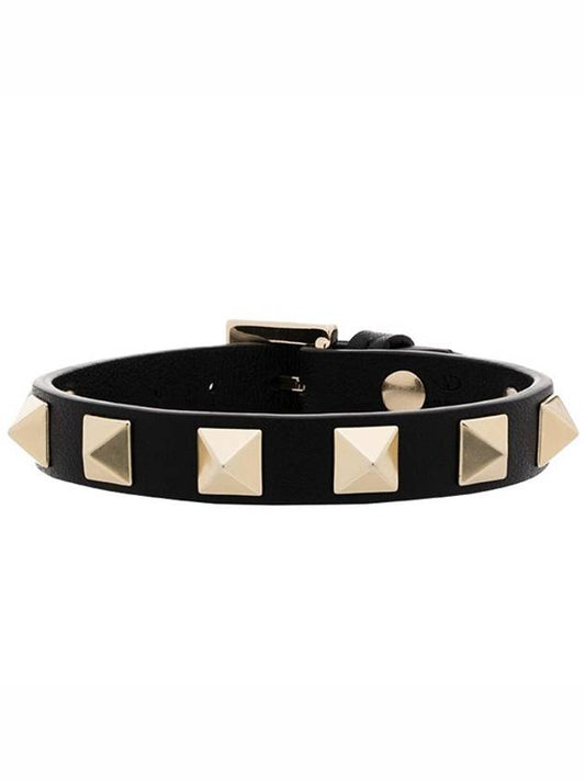 Rockstud Leather Bracelet Black - VALENTINO - BALAAN 2