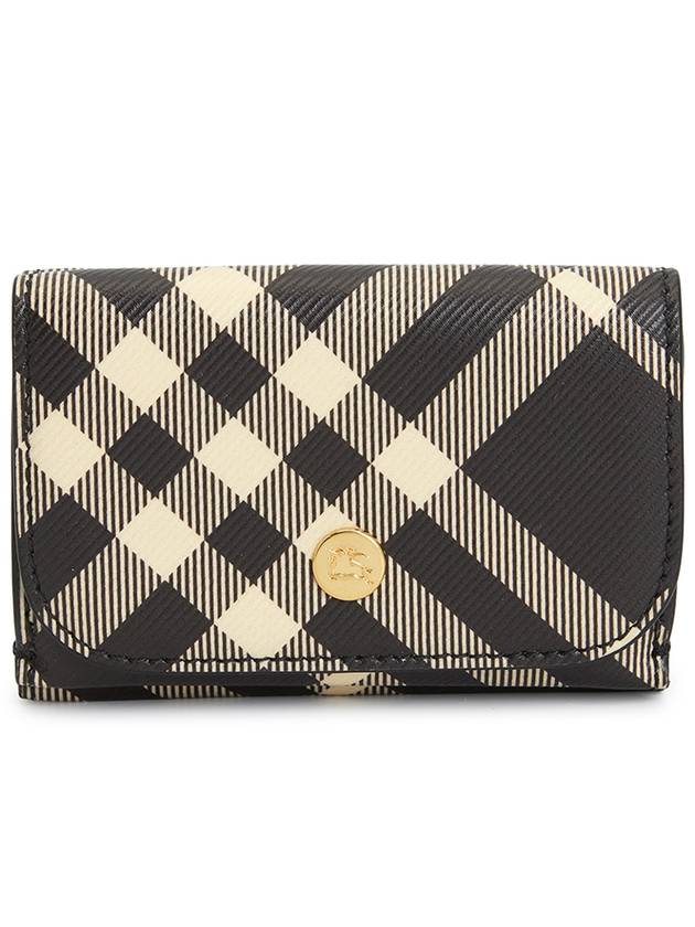 Check Compact Half Wallet Black - BURBERRY - BALAAN 2