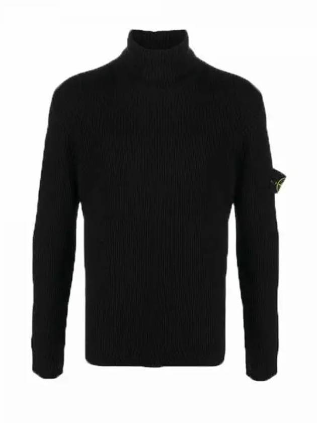 Logo Patch Wool Knit Turtleneck Black - STONE ISLAND - BALAAN 2