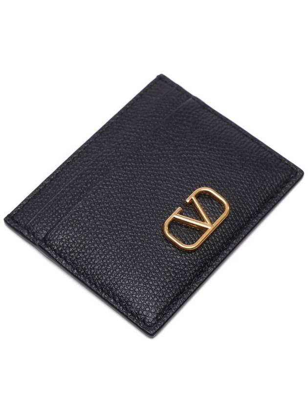 V Logo Signature Card Wallet Black - VALENTINO - BALAAN 6