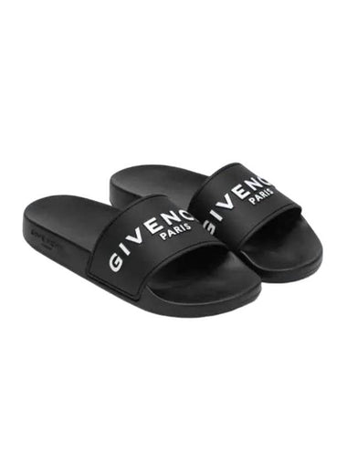 Logo Detail Slides Slippers Black - GIVENCHY - BALAAN 1