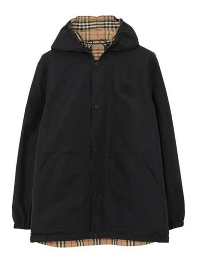 Reversible Check Nylon Hooded Jacket Black Beige - BURBERRY - BALAAN 2