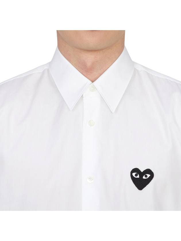 Heart Patch Poplin Long Sleeve Shirt White - COMME DES GARCONS PLAY - BALAAN 6