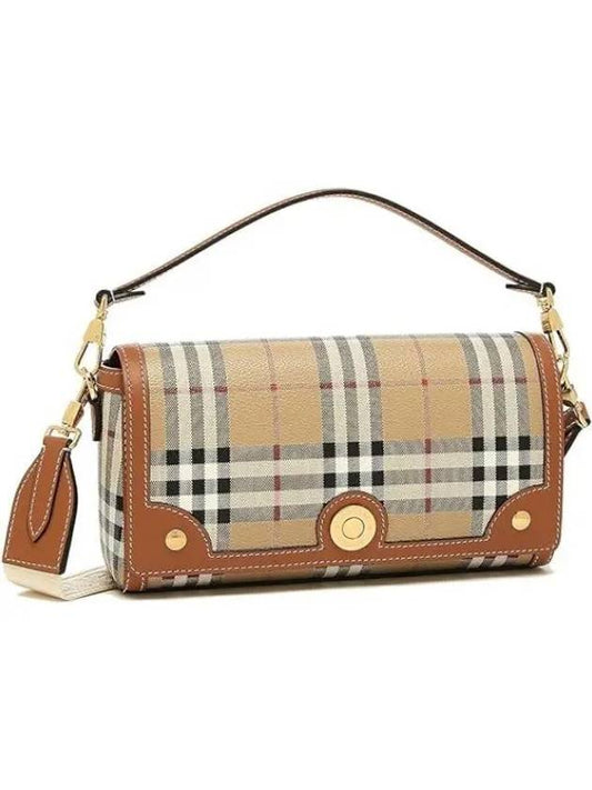 Women's Check Leather Top Handle Shoulder Bag Beige - BURBERRY - BALAAN 2