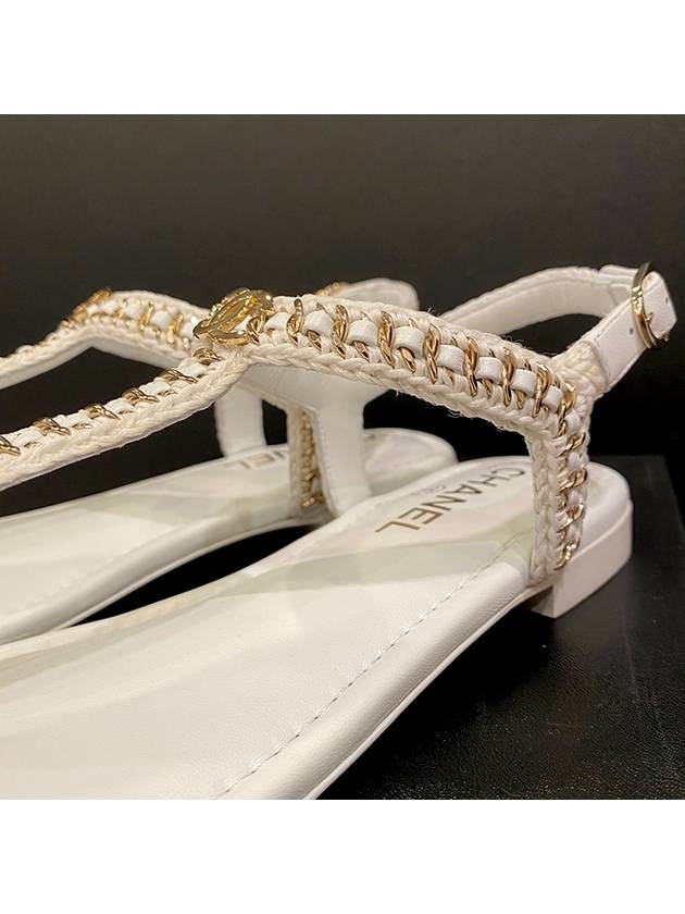 CC T Strap Chain Sandals White - CHANEL - BALAAN 3