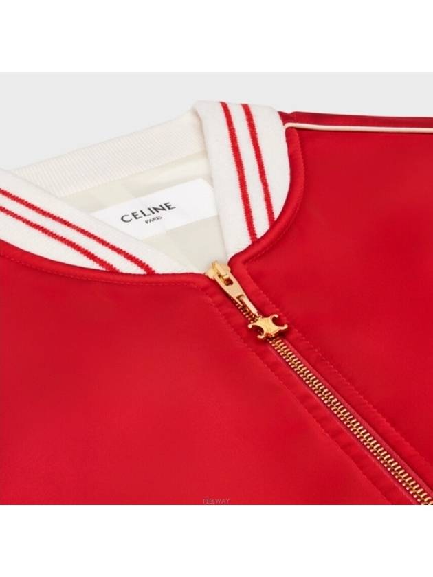 Paris Teddy Satin Jacket Red - CELINE - BALAAN 3