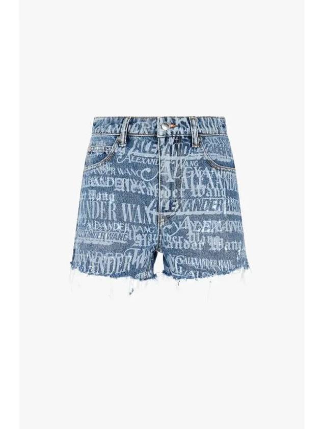 printed fringe denim shorts blue - ALEXANDER WANG - BALAAN 1