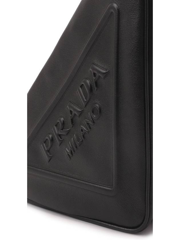 1NE039 Triangle leather black logo lettering double sided pouch bag - PRADA - BALAAN 3