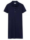 Women's Slim Fit Stretch Cotton Pique Polo Short Dress Navy - LACOSTE - BALAAN.