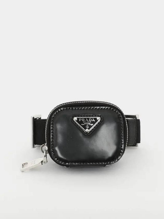 Triangle Logo Armband Leather Pouch Bag Black - PRADA - BALAAN 2