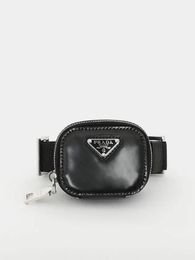 Triangle Logo Armband Leather Pouch Bag Black - PRADA - BALAAN 4