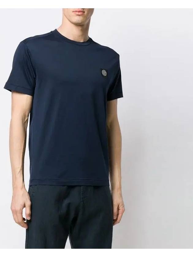 Men's Logo Patch Cotton Short Sleeve T-Shirt Navy - STONE ISLAND - BALAAN 4