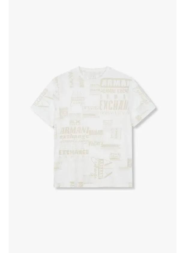 Men s Logo Pattern Crew Neck T Shirt Off White - ARMANI EXCHANGE - BALAAN 1