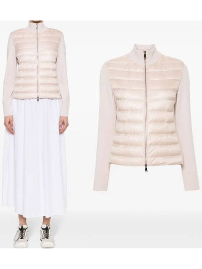 Logo Padded Wool Cardigan Pink - MONCLER - BALAAN 2