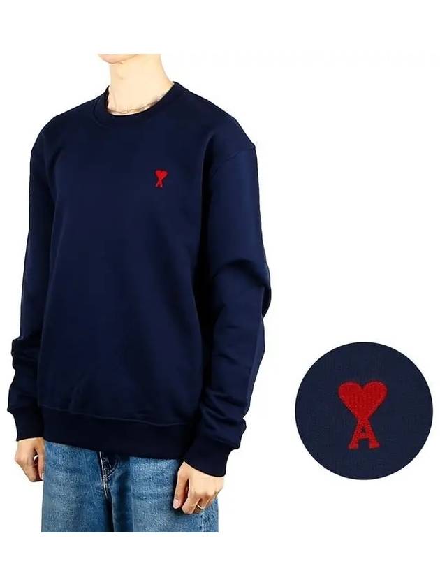 Small Heart Logo Sweatshirt Navy - AMI - BALAAN 2