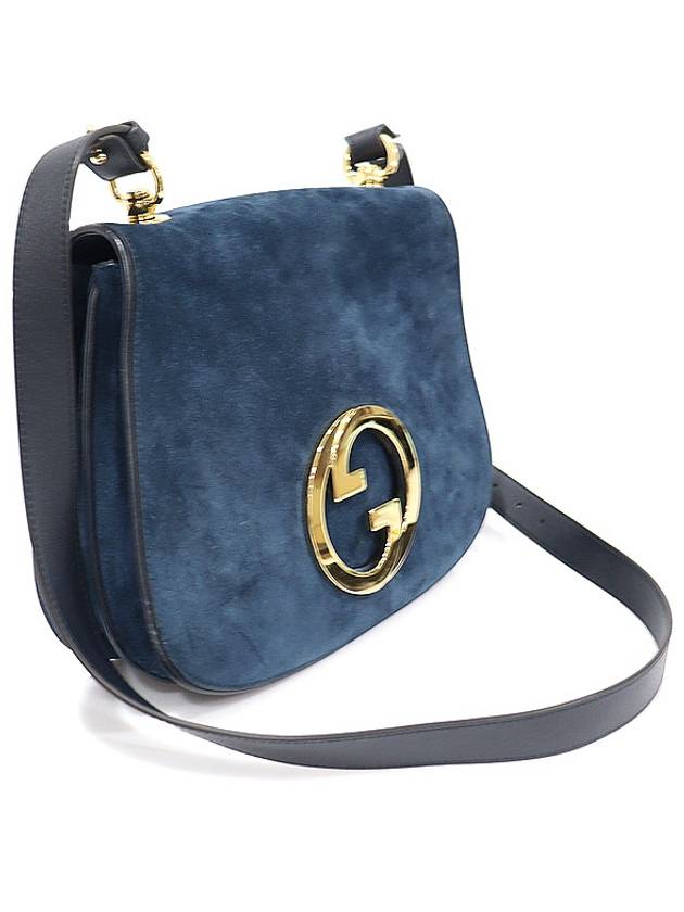 699210 Navy Suede Round Interlocking G Blondie Top Handle Medium 2WAY - GUCCI - BALAAN 3