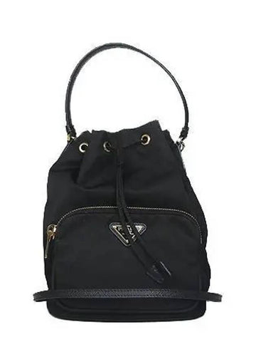 1BH038 Gold Logo Black Duet Re Nylon Bucket Bag 2WAY 2 - PRADA - BALAAN 1