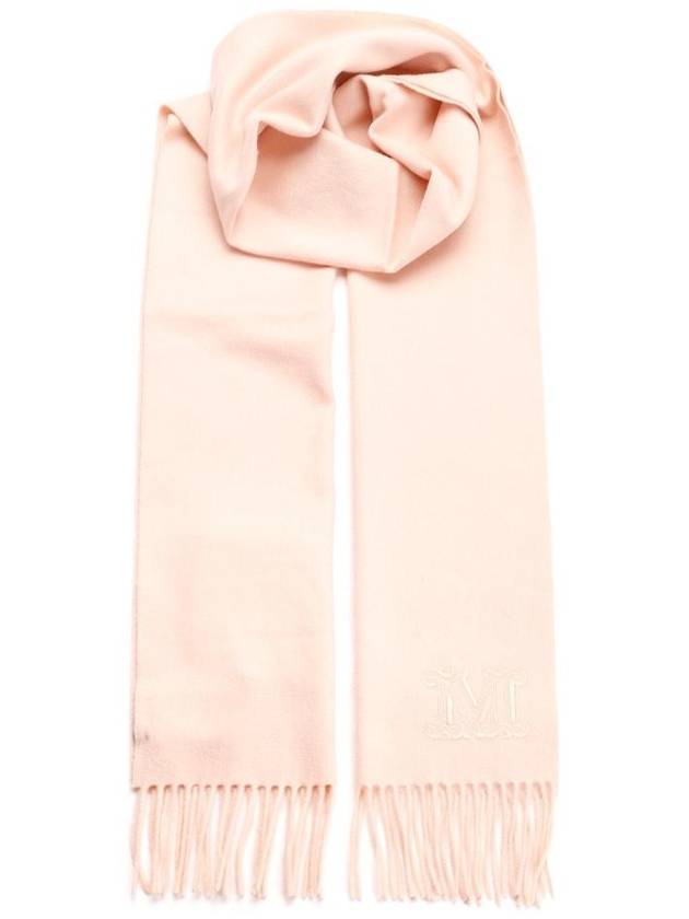 Wsdahlia Embroid M Logo Fringe Cashmere Muffler Pink - MAX MARA - BALAAN 1