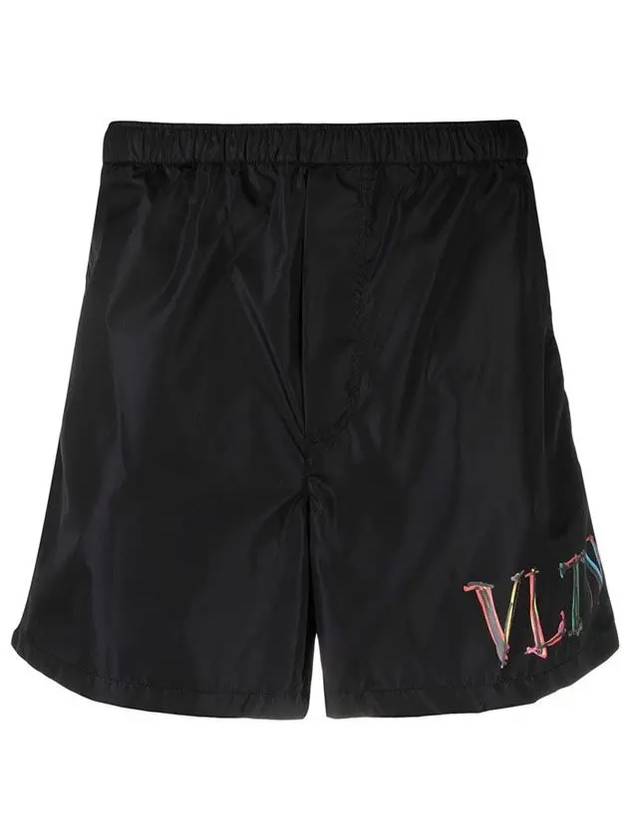 Graffiti VLTN Logo Swim Shorts Black - VALENTINO - BALAAN 3