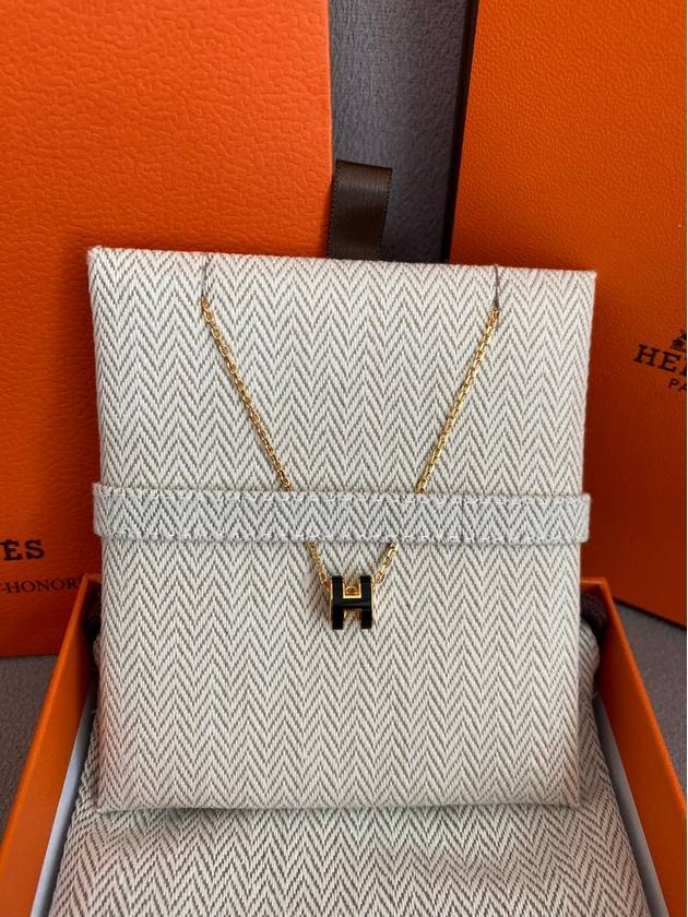 Mini Pop H Pendant Necklace Gold Noir - HERMES - BALAAN 8