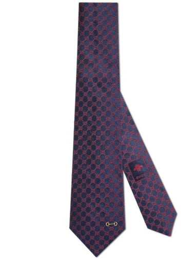 GG Jacquard Silk Tie Red Dark Blue - GUCCI - BALAAN 1