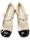 Mary Jane Chain Two Tone Pumps Ivory - MIU MIU - BALAAN.