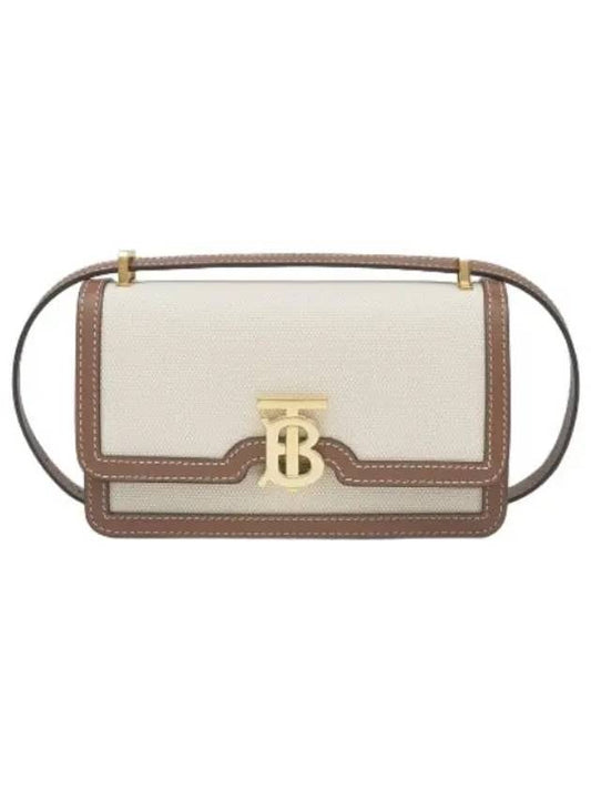 Leather Canvas Cross Bag Beige - BURBERRY - BALAAN 1