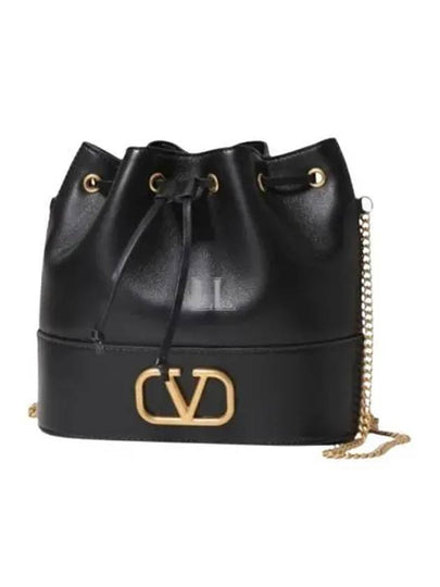 V Logo Signature Small Bucket Bag Black - VALENTINO - BALAAN 2