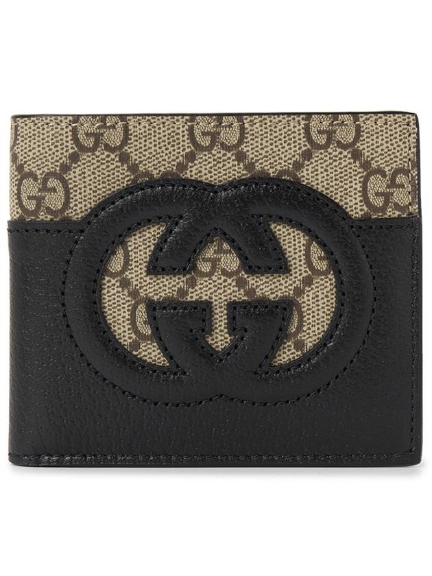 Cutout Interlocking G Monogram Bifold Wallet Beige Black - GUCCI - BALAAN 2