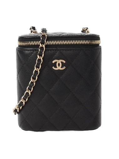 Classic Gold Hardware Small Grained Calfskin Cross Bag Black - CHANEL - BALAAN 1