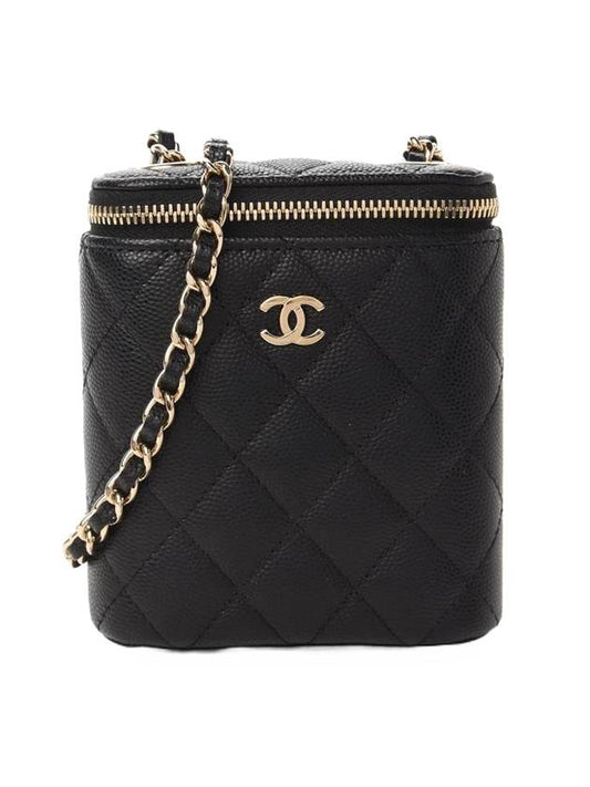 Classic Gold Hardware Small Grained Calfskin Cross Bag Black - CHANEL - BALAAN 1