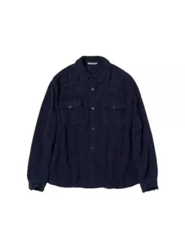 24 HOMESPUN SUMMER TWEED MESH SHIRT NAVY A24SS01HM - AURALEE - BALAAN 1