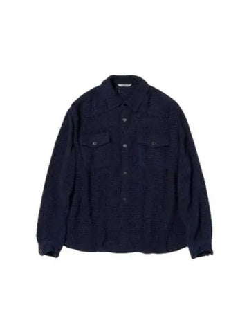 24 HOMESPUN SUMMER TWEED MESH SHIRT NAVY A24SS01HM - AURALEE - BALAAN 1