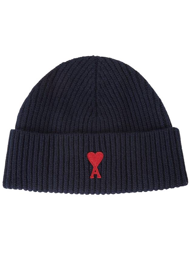 Logo Patch Merano Wool Beanie Navy - AMI - BALAAN 2