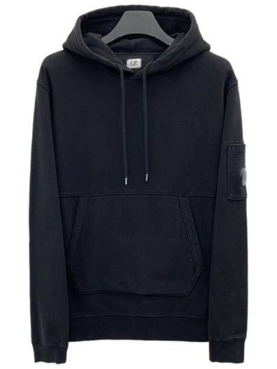 Lens Wappen Diagonal Fleece Hoodie Black - CP COMPANY - BALAAN 2