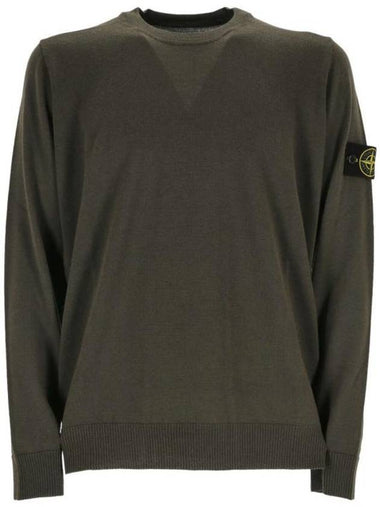 Regular Fit Crew Neck Wool Knit Top Khaki - STONE ISLAND - BALAAN 1