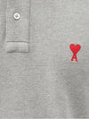 Heart Logo Embroidered Organic Cotton Pique Polo Shirt Gray - AMI - BALAAN 4