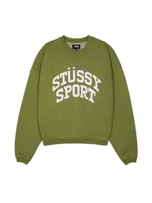 Unisex Big Crackle Sports Crew Neck Sweatshirt Washed Green 118537 0401 - STUSSY - BALAAN 1