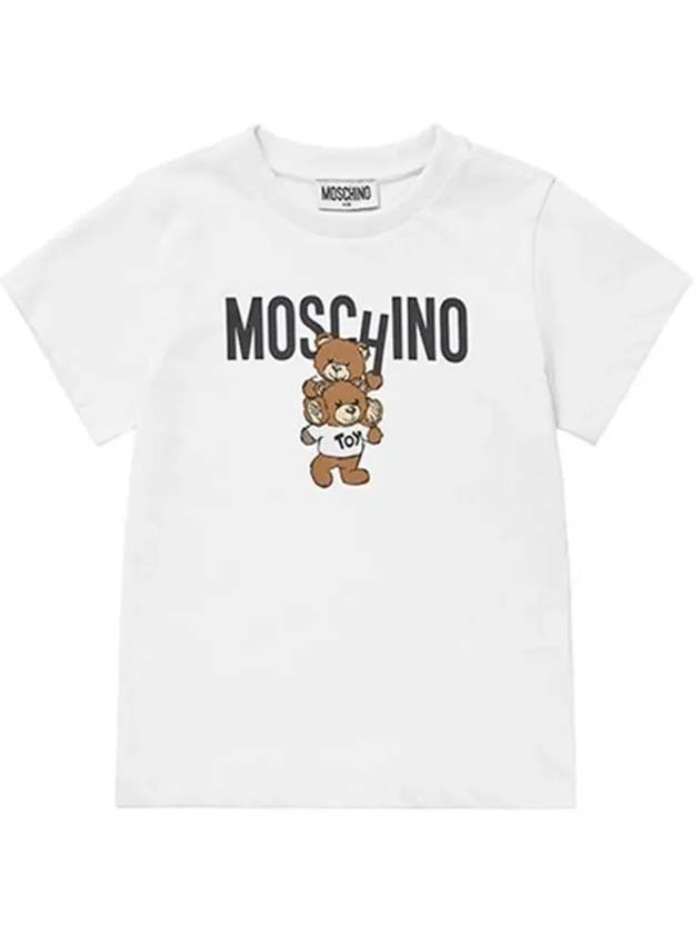 Kids Teddy Logo Jersey Short Sleeve T-Shirt White - MOSCHINO - BALAAN 4