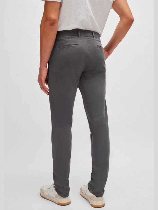 Slim Fit Stretch Cotton Satin Chino Straight Pants Grey - HUGO BOSS - BALAAN 4