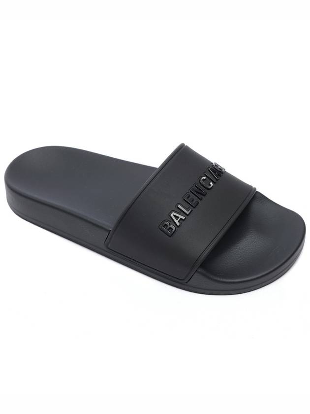 Women's Logo Slide Slippers Black - BALENCIAGA - BALAAN.