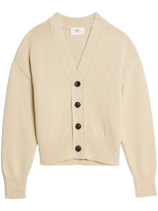 De Coeur Button Up Cardigan Beige - AMI - BALAAN 1